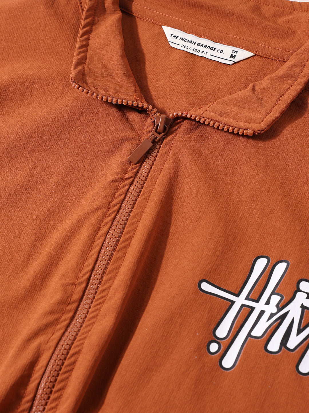 Men's Rust Relaxed Fit Solid Utility Jacket