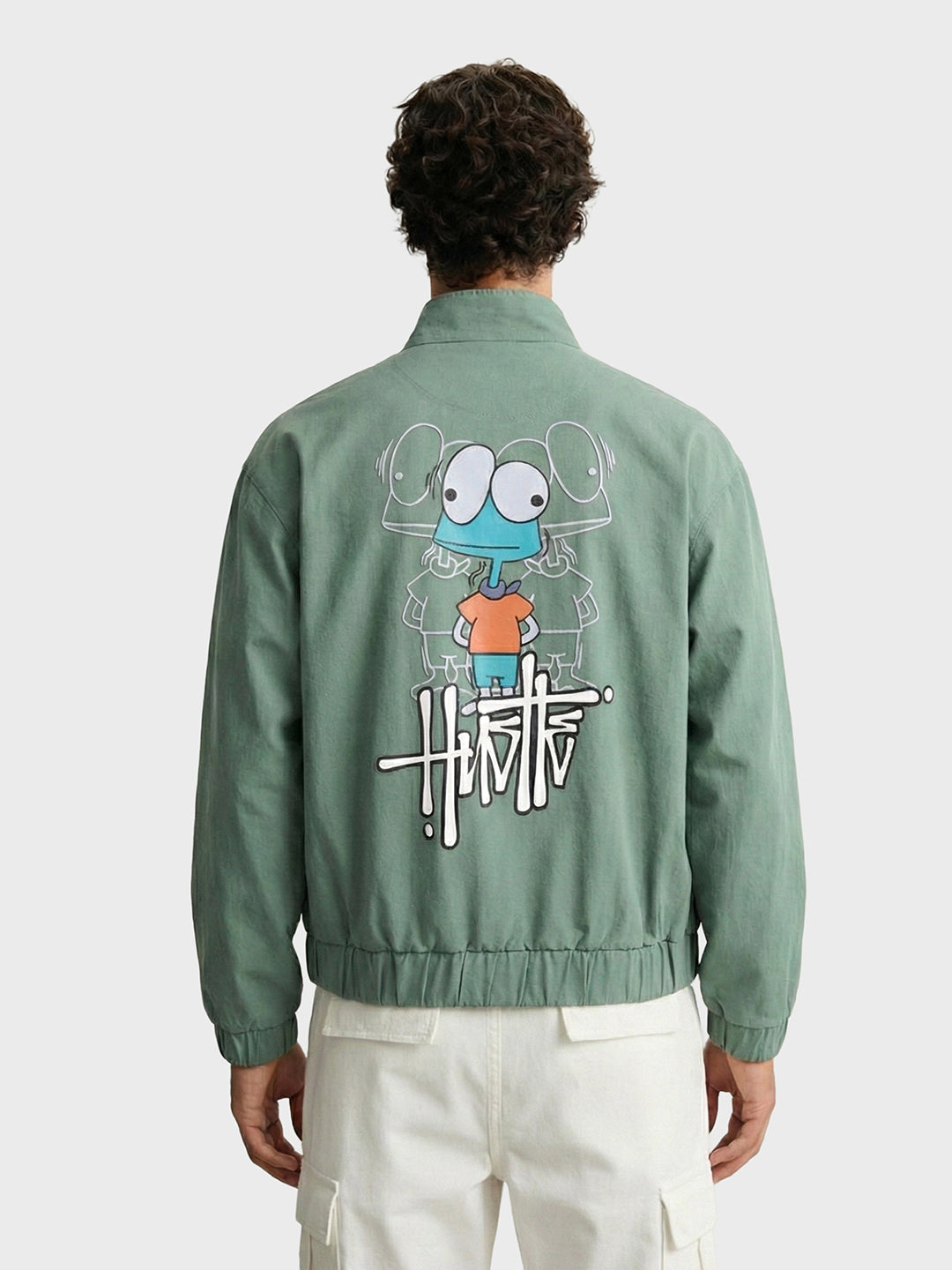 Men's Green Relaxed Fit Solid Utility Jacket