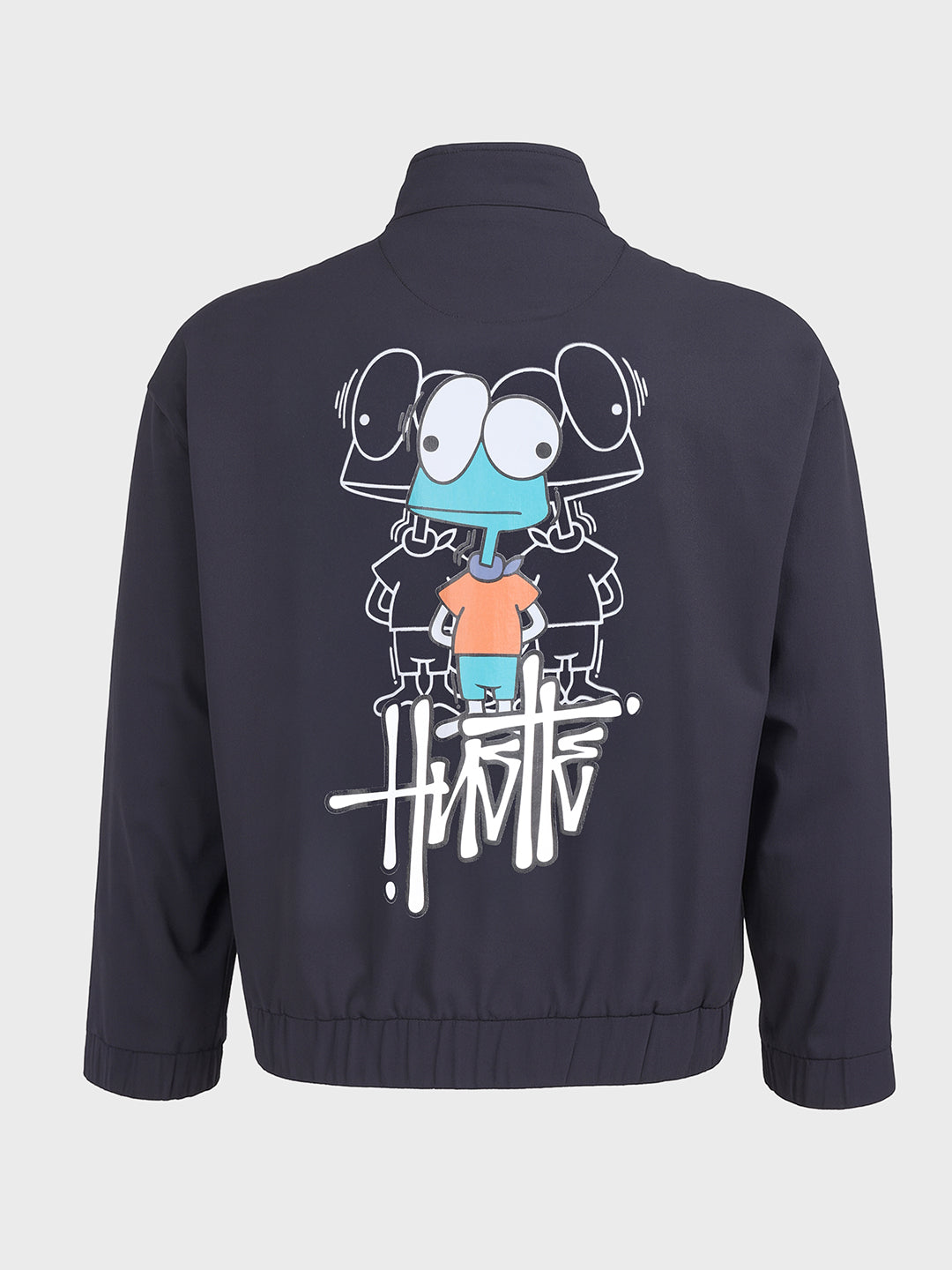 Men's Navy Blue Relaxed Fit Solid Utility Jacket