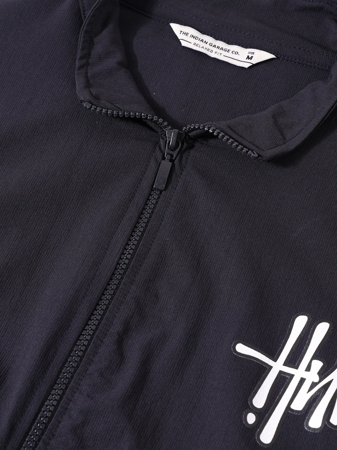 Men's Navy Blue Relaxed Fit Solid Utility Jacket