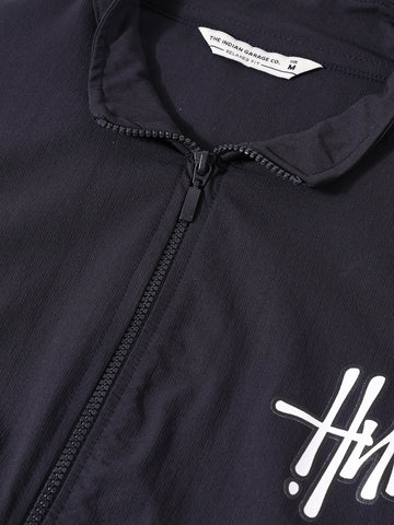 Men's Navy Blue Relaxed Fit Solid Utility Jacket