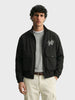 Men's Black Relaxed Fit Solid Utility Jacket