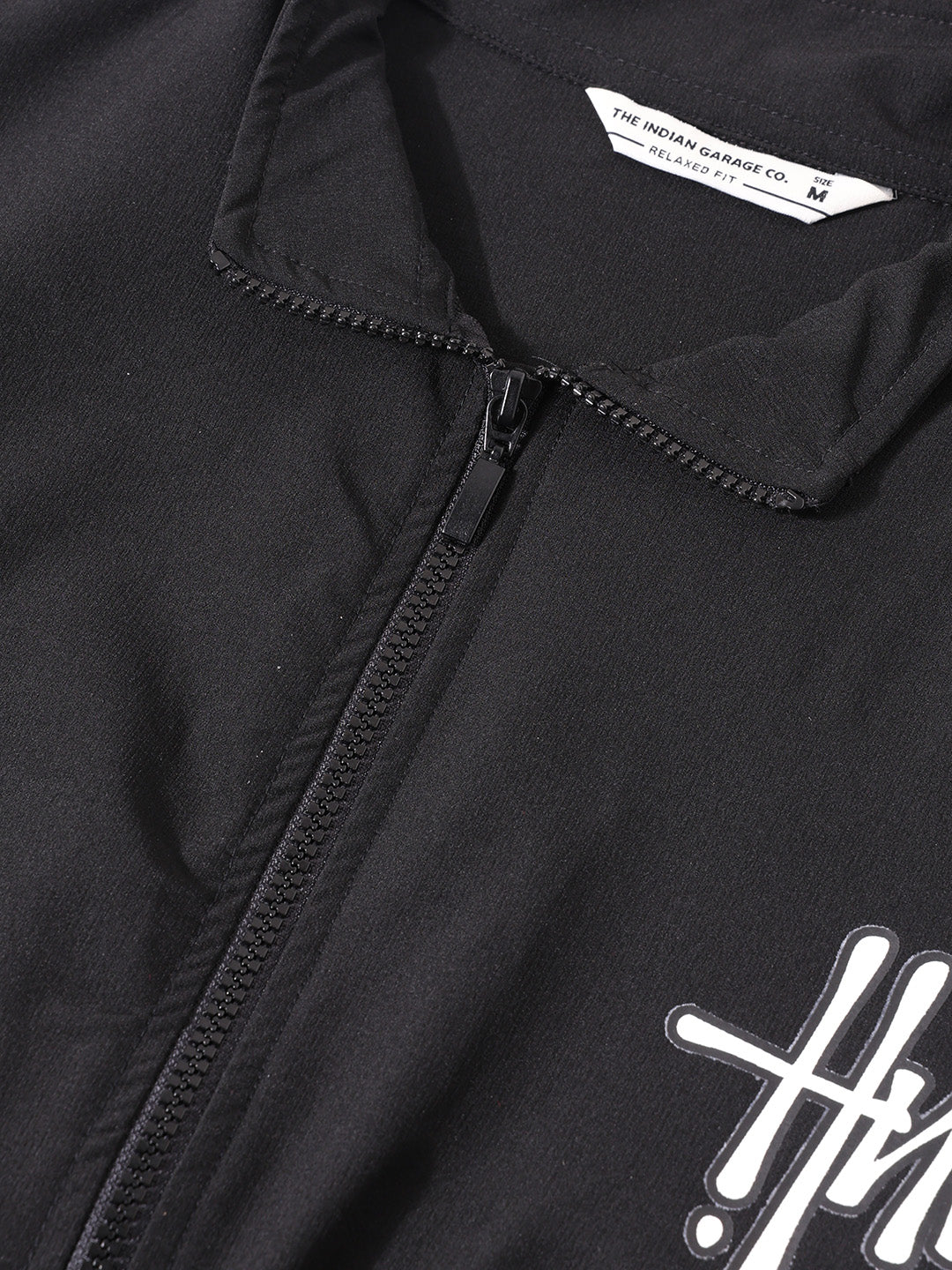 Men's Black Relaxed Fit Solid Utility Jacket