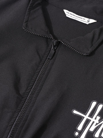 Men's Black Relaxed Fit Solid Utility Jacket