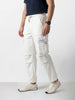 Men's White Baggy Fit Solid Utility Cargo