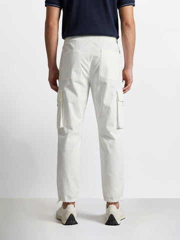 Men's White Baggy Fit Solid Utility Cargo
