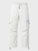 Men's White Baggy Fit Solid Utility Cargo