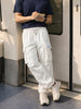Men's White Baggy Fit Solid Utility Cargo