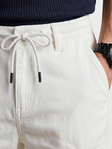 Men's White Baggy Fit Solid Utility Cargo