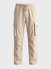Men's Beige Baggy Fit Solid Utility Cargo