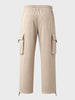 Men's Beige Baggy Fit Solid Utility Cargo