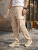 Men's Beige Baggy Fit Solid Utility Cargo