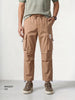 Men's Khaki Baggy Fit Solid Utility Cargo