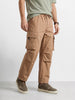 Men's Khaki Baggy Fit Solid Utility Cargo