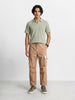 Men's Khaki Baggy Fit Solid Utility Cargo
