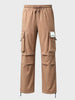 Men's Khaki Baggy Fit Solid Utility Cargo