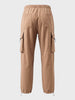Men's Khaki Baggy Fit Solid Utility Cargo