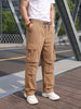Men's Khaki Baggy Fit Solid Utility Cargo