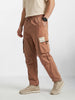 Men's Brown Baggy Fit Solid Utility Cargos