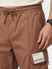 Men's Brown Baggy Fit Solid Utility Cargos