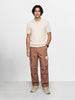 Men's Brown Baggy Fit Solid Utility Cargos