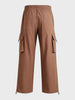 Men's Brown Baggy Fit Solid Utility Cargos