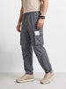 Men's Grey Baggy Fit Solid Utility Cargo