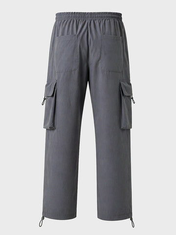 Men's Grey Baggy Fit Solid Utility Cargo