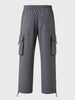 Men's Grey Baggy Fit Solid Utility Cargo