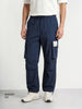 Men's Navy Blue Baggy Fit Solid Utility Cargos