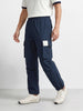 Men's Navy Blue Baggy Fit Solid Utility Cargos