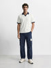 Men's Navy Blue Baggy Fit Solid Utility Cargos