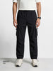 Men's Black Baggy Fit Solid Utility Cargo
