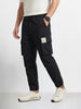 Men's Black Baggy Fit Solid Utility Cargo