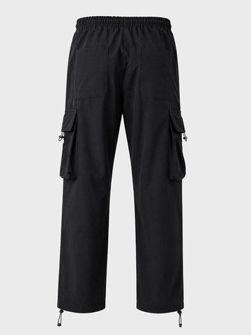 Men's Black Baggy Fit Solid Utility Cargo