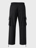 Men's Black Baggy Fit Solid Utility Cargo