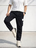Men's Black Baggy Fit Solid Utility Cargo