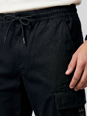 Men's Black Baggy Fit Solid Utility Cargo