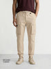 Men's Beige Relaxed Fit Solid Utility Cargo
