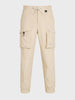 Men's Beige Relaxed Fit Solid Utility Cargo