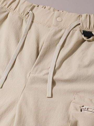 Men's Beige Relaxed Fit Solid Utility Cargo