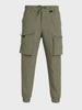 Men's Olive Relaxed Fit Solid Utility Cargo
