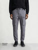 Men's Grey Relaxed Fit Solid Utility Cargo