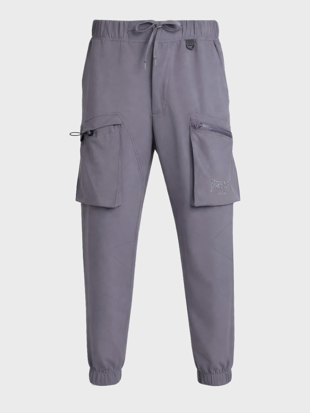 Men's Grey Relaxed Fit Solid Utility Cargo