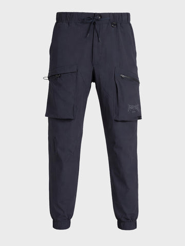 Men's Navy Blue Relaxed Fit Solid Utility Cargo