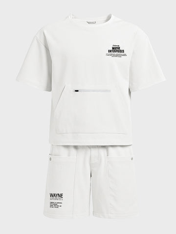 Men's White Relaxed Fit Solid Casual Coordinates