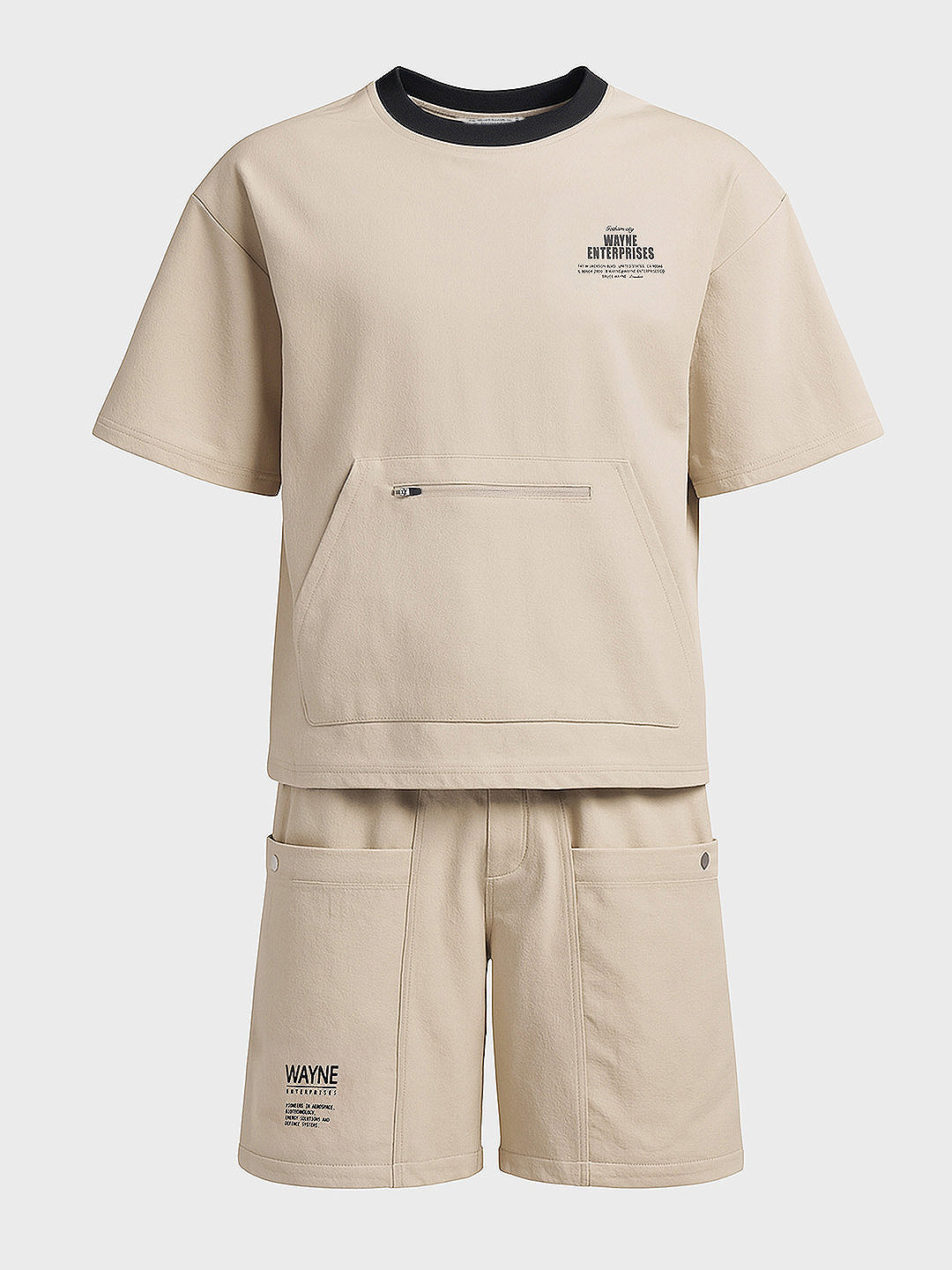 Men's Beige Relaxed Fit Solid Casual Coordinates