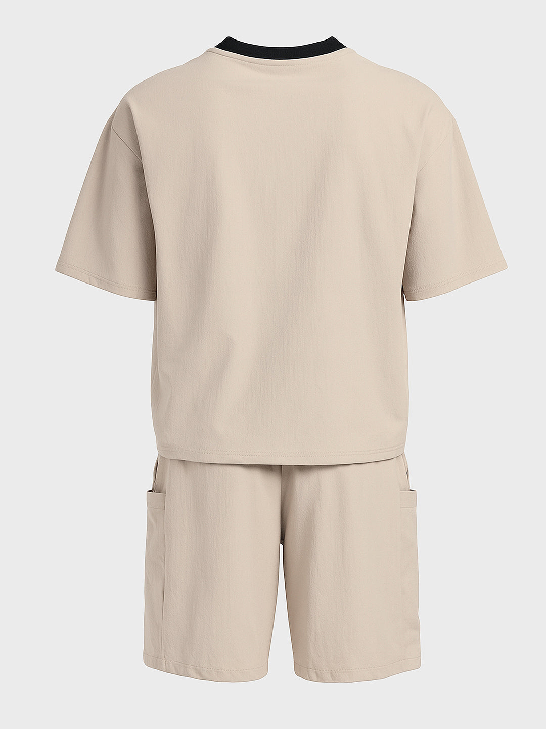 Men's Beige Relaxed Fit Solid Casual Coordinates