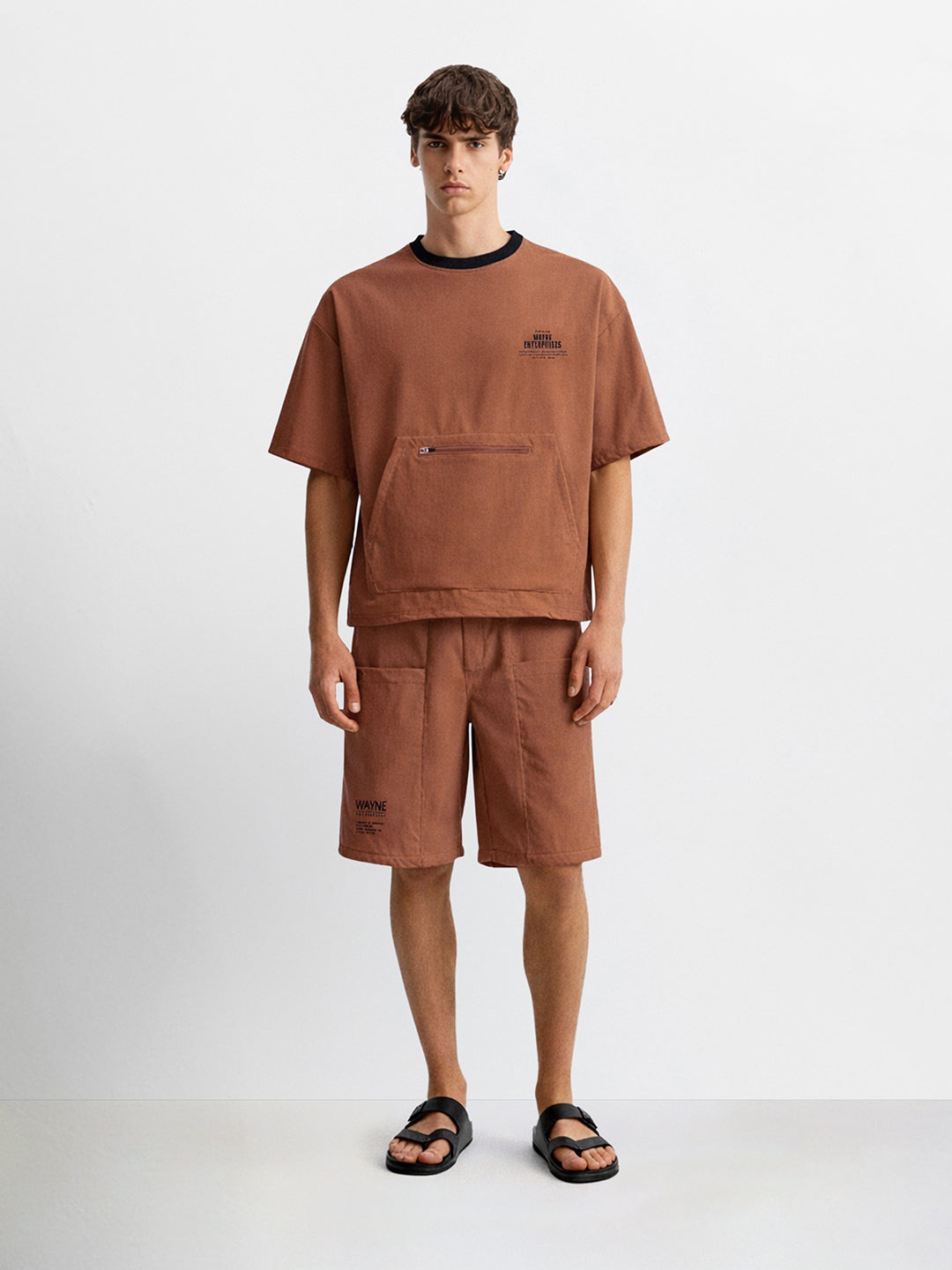 Men's Brown Relaxed Fit Solid Casual Coordinates