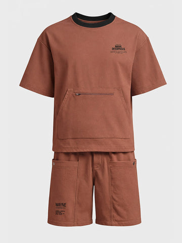 Men's Brown Relaxed Fit Solid Casual Coordinates